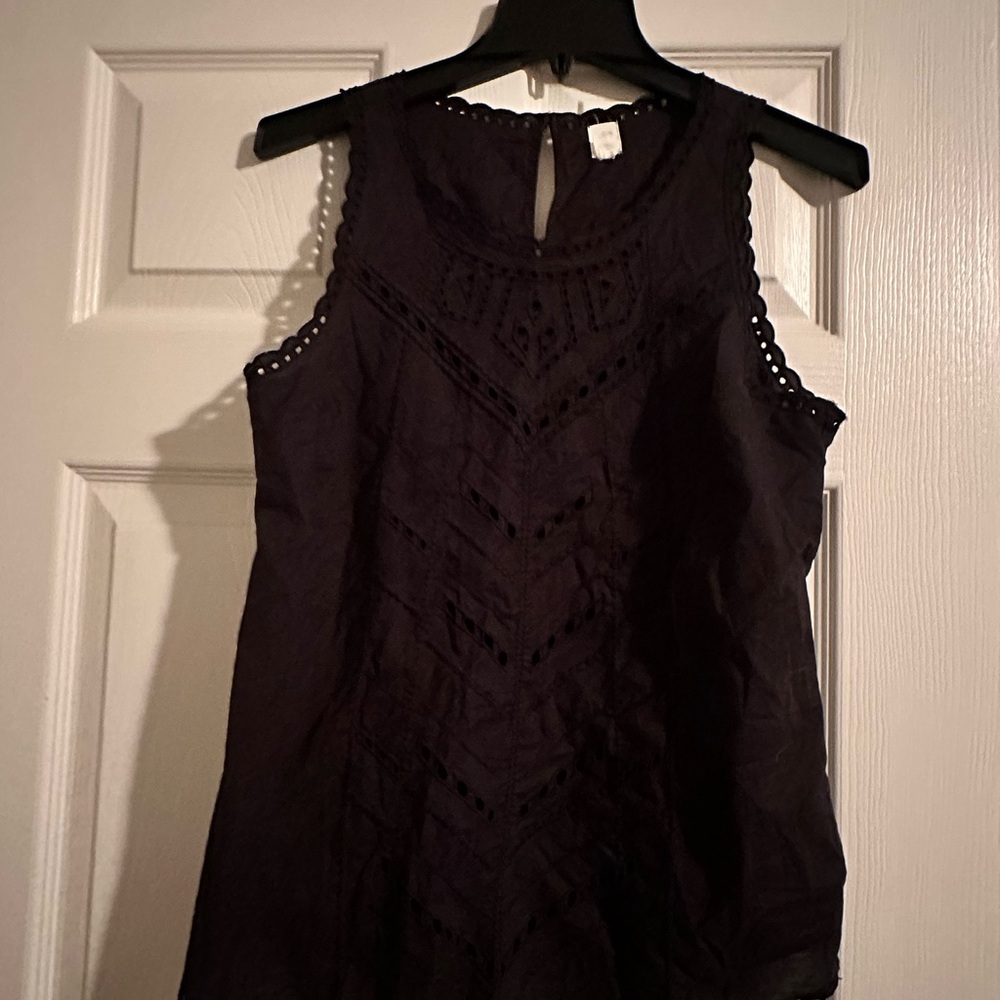 GAP Black Lace Detail Blouse 100% Cotton Size Small